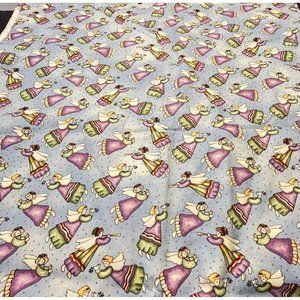 Christmas Angels Fabric Remnant Diana Marcum Marcus Brothers Folk Art